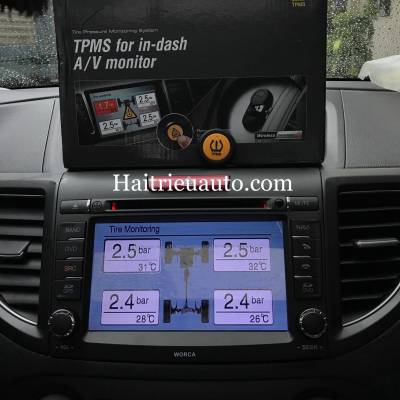 cảm biến &aacute;p suất lốp hiện thị v&agrave;o m&agrave;n h&igrave;nh dvd