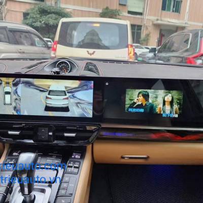 M&agrave;n h&igrave;nh android mẫu d&agrave;i xe Porsche Cayenne