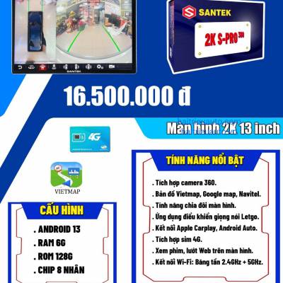 M&agrave;n h&igrave;nh android Santek S Pro 2K 360