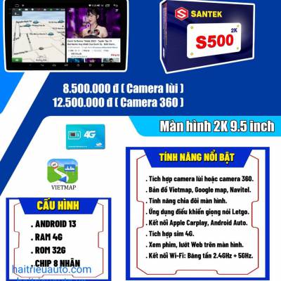 M&agrave;n h&igrave;nh android Santek 2k S500